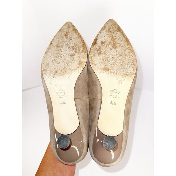 Donald Pliner Kitten Heel Pumps Suede Leather Beige Pointed Toe Neutral 6.5 - Picture 11 of 14